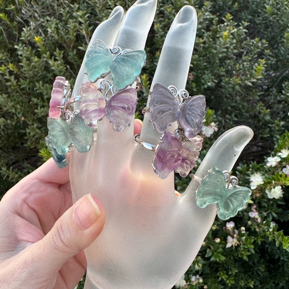 Butterfly Gemstone Rings adjustable 8 available - Picture 3 of 4
